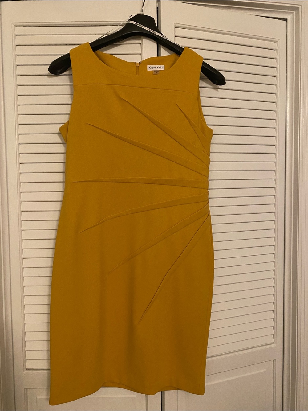 Calvin Klein Sleeveless Sunflower Yellow Sheath Dress